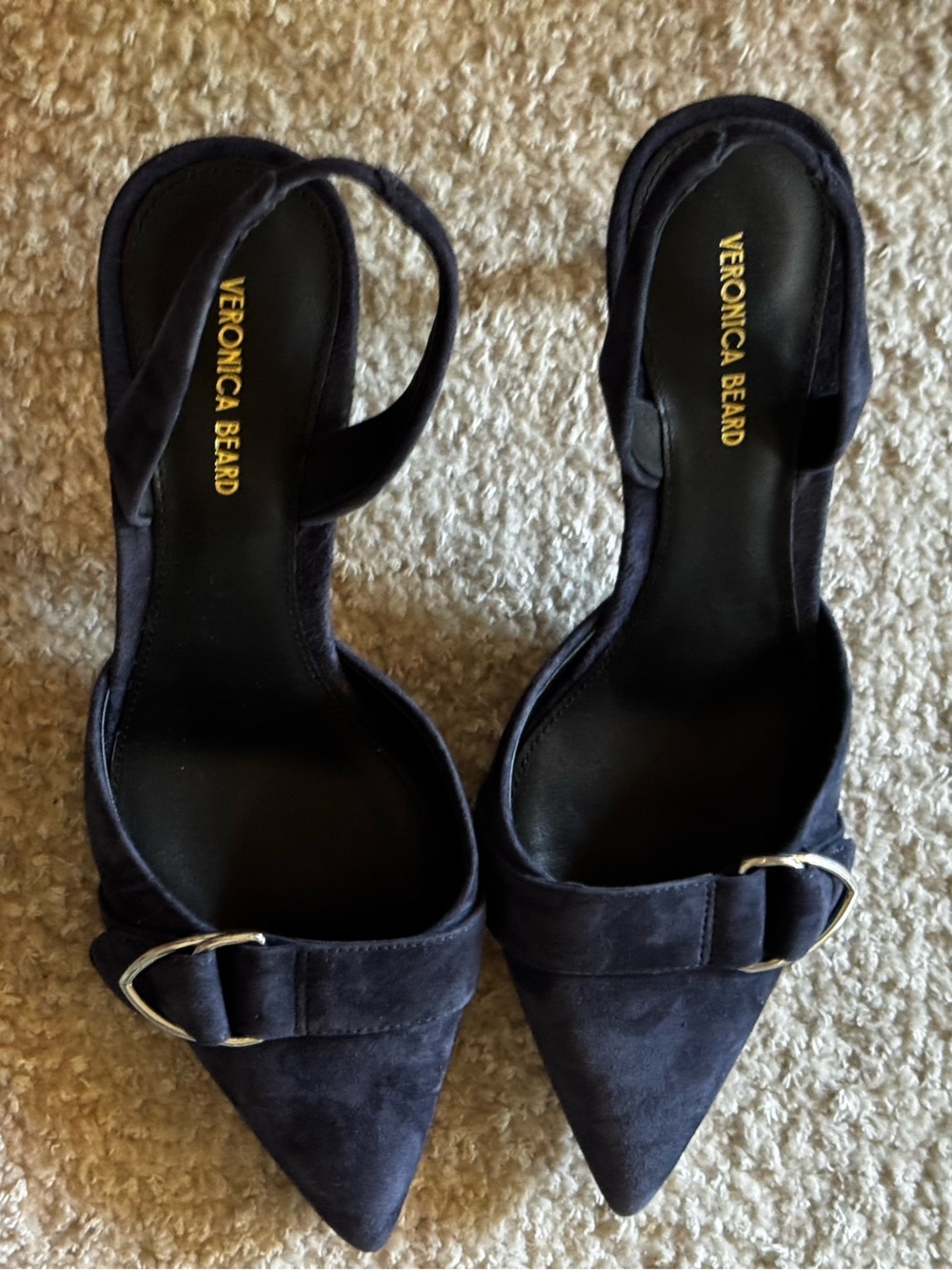 NEW Veronica Beard Loralyn Slingback Pointed Toe Pump in Navy Suede - Picture 10 of 13
